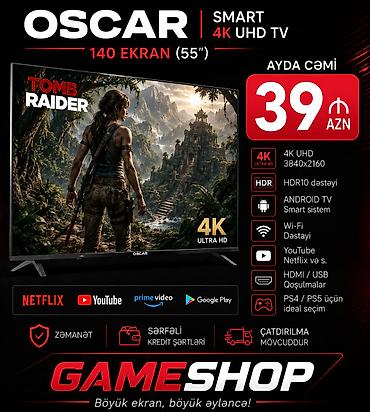 ps 4 slim: OSCAR Smart 4K UHD TV – 140 ekran (55”) - 4K UHD (3840×2160) — 1