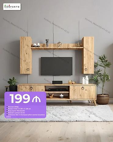 Televizor altlığı və asma divar dəsti - Ölçülər: 40 D x 180 H x 180 E