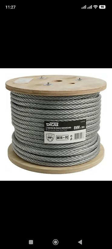 Metal məhsulları: Qalvanizə olunmuş polad tros – 8 mm, 6x19 + FC - Material: qalvanizə — 1