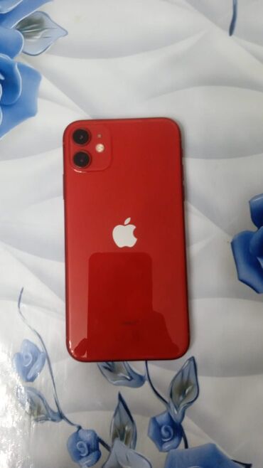 Apple iPhone: IPhone 11, Б/у, 64 ГБ, Красный, Зарядное устройство, Защитное стекло, Чехол, 78 %