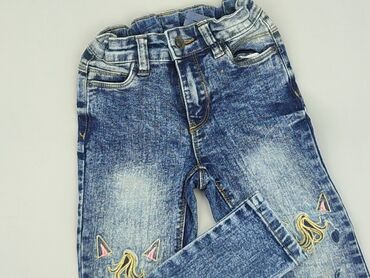 mom jeans granatowe: Spodnie jeansowe, Little kids, 4-5 lat, 104/110, stan - Dobry