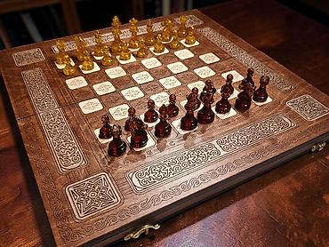 Настольные игры: Деревянный набор 3-в-1: нарды + шахматы+шашки - Материал: натуральное — 12