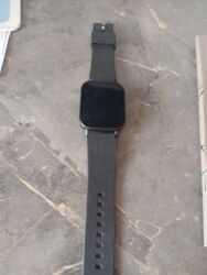 apple watch series 7 копия: Смарт-часы с прямоугольным сенсорным экраном и черным ремешком