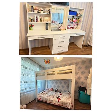 plasmas masalar: İkimərtəbəli çarpayi + yazi masasi birlikdə 199m matras var unvan — 1
