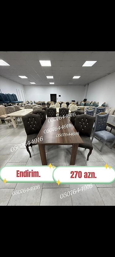 ders masa: Qonaq otağı üçün, Yeni, Açılmayan, Dördbucaq masa, 6 stul — 3