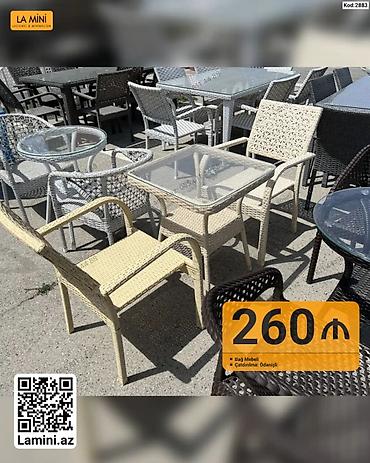 bağ stol stulları: Bağ üçün stol-stul dəsti - Material: süni rattan/rotang toxunuşlu — 2