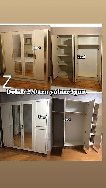 dolablar ucuz: Yeni, 4 qapılı, Güzgülü, Bej, Açılan, Düz dolab — 1