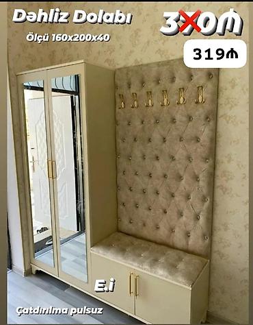 ucuz dolablar: Dəhliz dolabı – ölçü: 160×200×40 - Güzgülü ikiqapılı şkaf bölməsi - — 1
