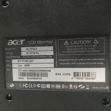Мониторы: Монитор, Acer, Б/у, LCD, 17" - 18" — 2