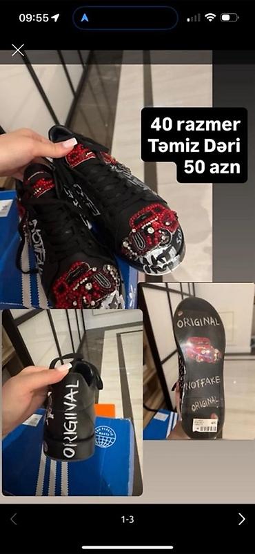 Məhsul: Qara rəngdə dəri idman ayaqqabısı - Razmer: 40 - Material