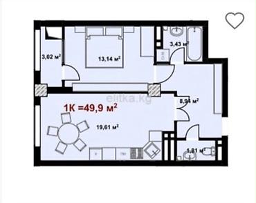57: 1 комната, 50 м², Элитка, 8 этаж, ПСО (под самоотделку) — 10