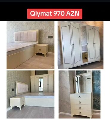 Yataq otağı dəstləri: İkinəfərlik çarpayı, Dolab, Termo, 2 tumba, Azərbaycan, Yeni — 10