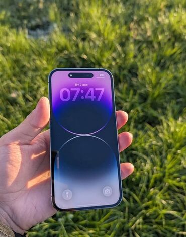 airpods pro оригинал цена: IPhone 14 Pro, Колдонулган, 128 ГБ, Deep Purple, Коргоочу айнек, Кабель, Куту, 85 %