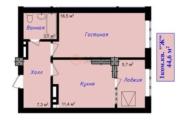 Продажа квартир: 1 комната, 44 м², Элитка, 1 этаж, ПСО (под самоотделку)
