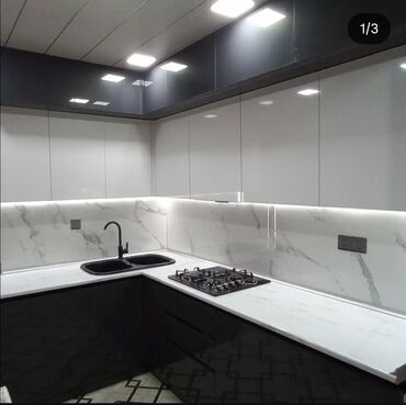 Sifarişlə mətbəx mebeli: Sifarişlə mətbəx dəsti, Özü çəkən petlələr, Sadə laminat, Pulsuz çatdırılma — 8