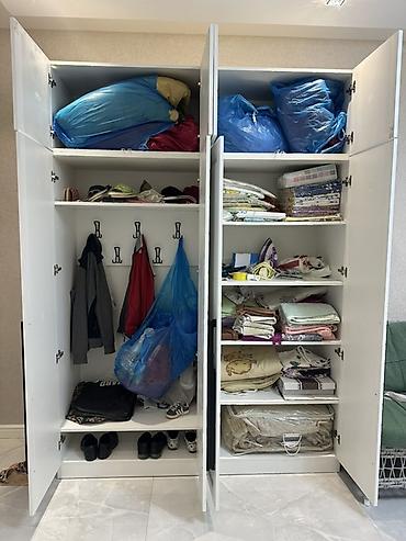 yataq ortuleri: İşlənmiş, 4 qapılı, Ağ, Taxta, Açılan, Düz dolab — 2