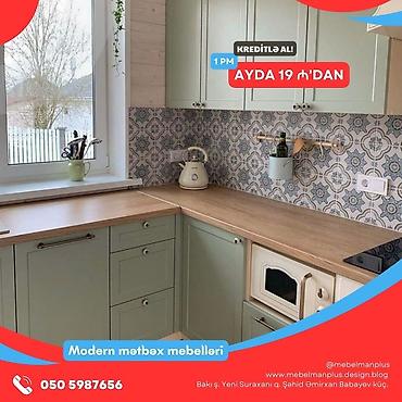 Sifarişlə mebel: Sifarişlə mətbəx dəsti, Sadə laminat, Kredit var, Pulsuz çatdırılma — 10