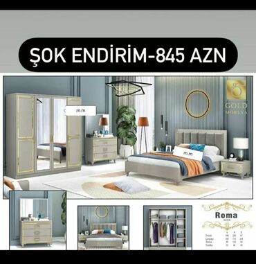 Yataq otağı dəstləri: İkinəfərlik çarpayı, Dolab, Termo, 2 tumba, Azərbaycan, Yeni — 28
