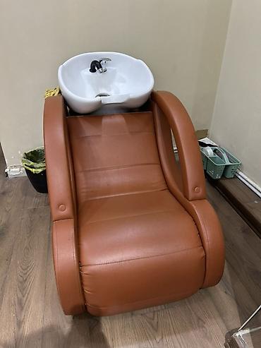 Salon üçün saç yuma kreslosu - İnteqrə olunmuş keramika lavabo və