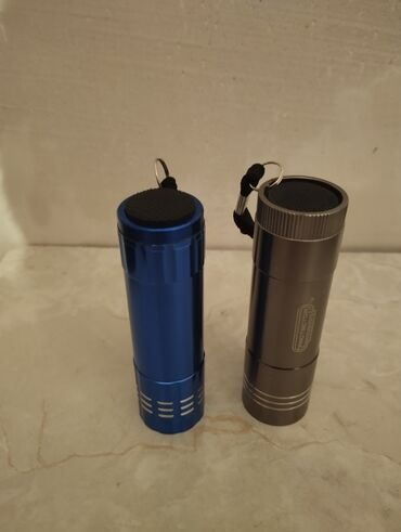 kafel metlax ideal: Metal gövdəli mini əl fənərləri (2 ədəd) - Rənglər: mavi və tünd boz