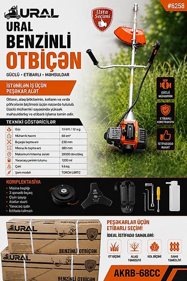 kamp evi: №: 1232 Məhsulun adı: Benzinli trimmer Ural 1300 Vt Brend: Ural — 1