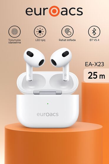 аудио конвертер: Simsiz (Bluetooth) Qulaqcıqlar, rəng - Ağ