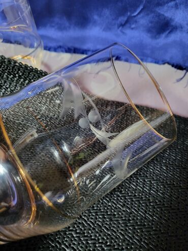 Čaše: Case krislal,gravura Cehoslovacka za vino 1950g.+. Case za vino rucna — 8