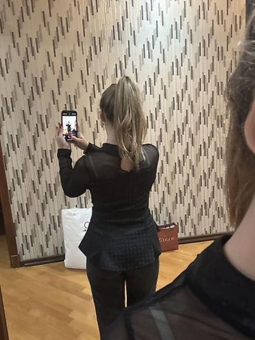 cins walvar: Qara şifon bluz – mesh detallı, peplum kəsim - Rəng: qara - Material — 2