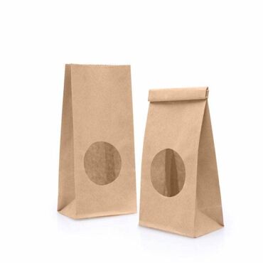 мусорный пакет: Крафт пакет с прямоугольным дном с окном 80(50)*50*170 мм 1сл. 50 г/м2