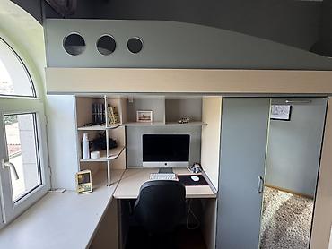 bunk bed: Детская гарнитура, Б/у, Для девочки, Для мальчика, цвет - Серый, Самовывоз — 5