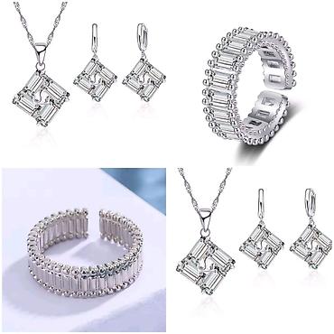jake boje: Elegantni posrebreni set nakita od hirurskog čelika sa žigom S925 od — 2