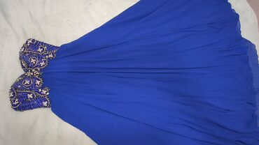 синие платья: Вечернее платье, Длинная модель, Стразы, L (EU 40)