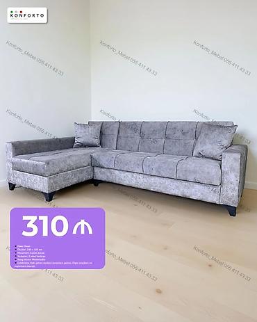 Künc divan – müasir dizaynlı, rahat və funksional. - Ölçülər: 260 ×