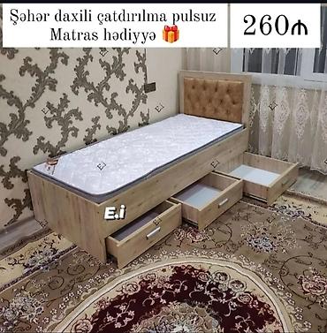 komodlu uşaq carpayıları: Tək nəfərlik taxta çarpayı – alt hissədə 4 ədəd sürgülü çekmece ilə — 1