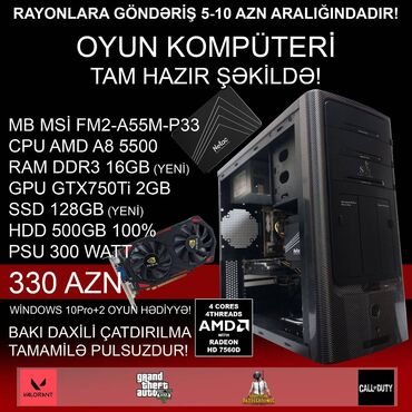 Masaüstü kompüterlər və iş stansiyaları: Oyun üçün Kompüter "AMD A8 5500 GTX750Ti 2GB 128GB SSD 500GB HDD” ⭐Tək -da lalafo.az — 1 Masaüstü kompüterlər və iş stansiyaları: Oyun üçün Kompüter "AMD A8 5500 GTX750Ti 2GB 128GB SSD 500GB HDD” ⭐Tək — 1