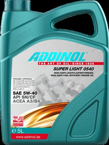 моторное масло 5w40: S Масло ADDINOL Super Light 0540 изготовлено на основе