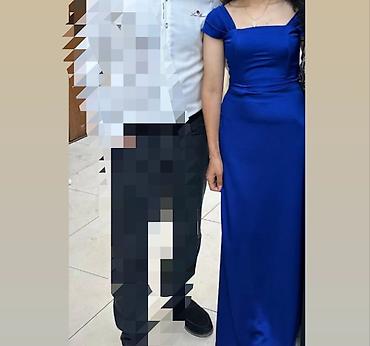yuxuda muncuq gormek: Mavi ziyafət/nişan/gecə libası - Rəng: parlaq kobalt mavi - Model — 1