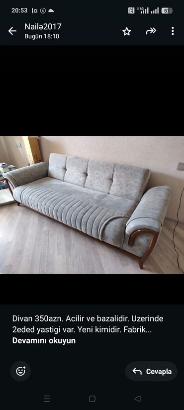 Sifarişlə divanlar: Divan 350azn. Acilir ve bazalidir. Uzerinde 2eded yastigi var. Yeni