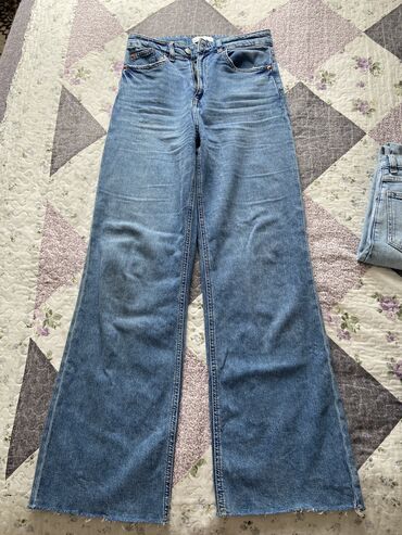 джинсы с заниженной талией: Прямые, H&M, Высокая талия