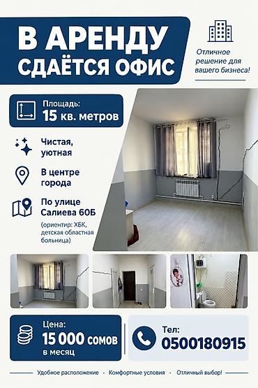 Сдаю Офисный кабинет: 15 м², С ремонтом, С отдельным санузлом