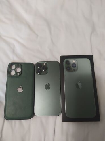 Apple iPhone: IPhone 13 Pro Max, Новый, 128 ГБ, Alpine Green, Защитное стекло, Чехол, Коробка, 86 %