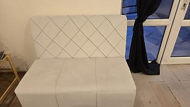 kafe stulları: Ağ rəngli iki nəfərlik divan oturacaq - Minimalist dizayn, almaz — 1