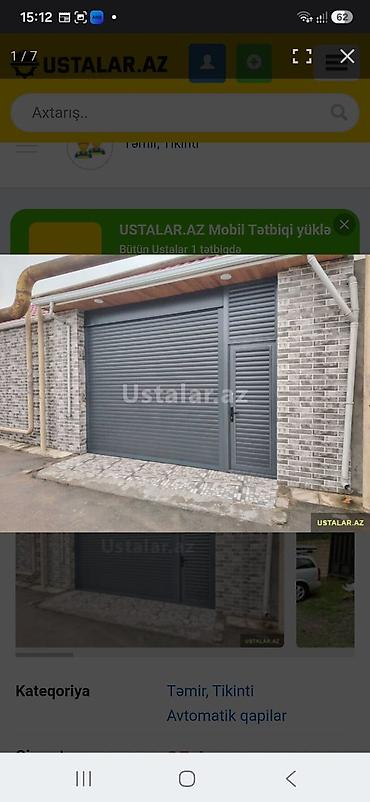 qaraj qapı: Yeni Dəmir Qaraj darvazası, Jalüz, Avtomatik, rəng - Boz, Qapı ilə, Kredit yoxdur, Pulsuz quraşdırma, Pulsuz çatdırılma — 1