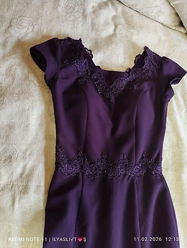 solido accessories: Bənövşəyi rəngdə, uzun və zərif axışlı ziyafət/libas geyimi. - Model — 4