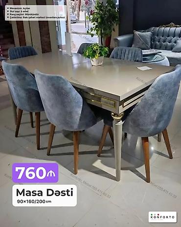 Ev və bağ: Masa Dəsti – 90×160/200 sm - Mexanizm: Açılan (uzadıla bilən) - Stul — 1
