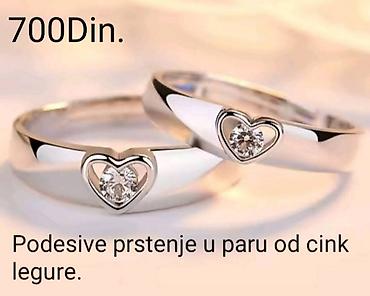 judi srebro: Podesivo prstenje u paru od cink legure - Elegantna srebrnasta — 1