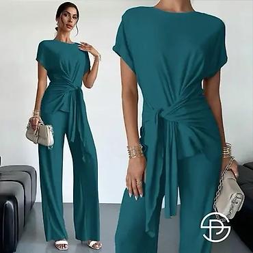 karol basic: Elegantni ženski komplet – top + pantalone sa visokim strukom - Kroj — 3