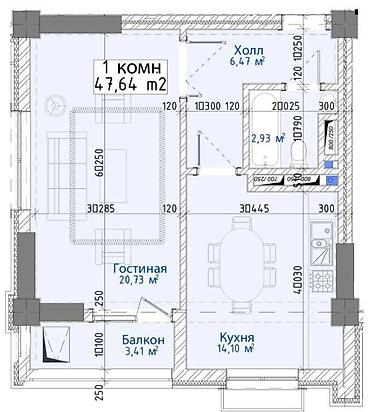 батора: 1 комната, 47 м², Асанбай мкр Элитка, 4 этаж, ПСО (под самоотделку) — 3