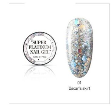 женское платье: УФ -гель для ногтей сверкающий платиновый, объем 5 ml