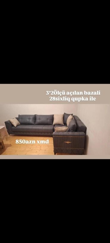 Divanlar: Künc divan, Açılmayan, Bazasız, Vеlur parça — 14
